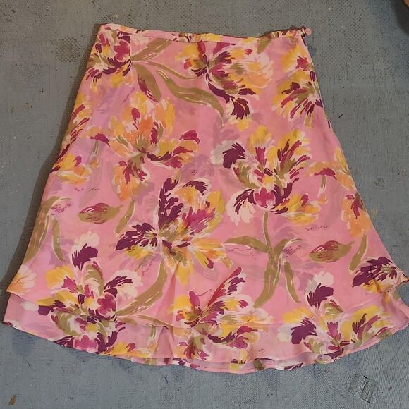 Vintage Floral Layered Midi Skirt, boho casual  cottagecore  fairycore  y2k sty - Picture 4 of 8